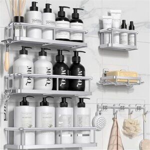 Shower Caddy 6 Pack Bathroom Organizer Large Capacity Rustproof Storage Silver